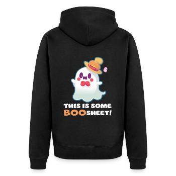 This Is Some Boo Sheet Funny Halloween Ghost - Unisex Premium Organic Zip Hoodie - black - Back - Nico (187cm)
