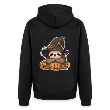 Sloth Halloween Sloths Sloth Pumpkin - Unisex Premium Organic Zip Hoodie - black - Back - Nico (187cm)