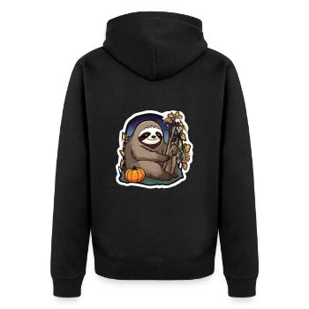 Sloth Halloween Sloths Sloth Pumpkin - Unisex Premium Organic Zip Hoodie - black - Back - Nico (187cm)