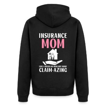 Lustiger Versicherungsmakler - Unisex Premium Bio Zip Hoodie - Schwarz - Hinten - Nico (187cm)
