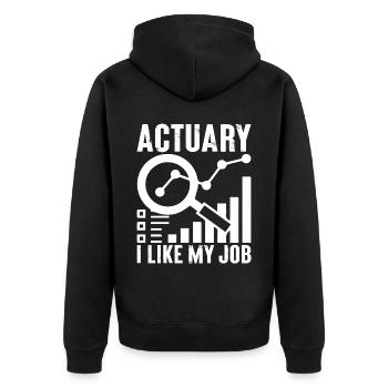 Funny Insurance Agent Broker Actuarial Math - Unisex Premium Organic Zip Hoodie - black - Back - Nico (187cm)