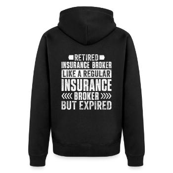Lustiger Versicherungsmakler - Unisex Premium Bio Zip Hoodie - Schwarz - Hinten - Nico (187cm)