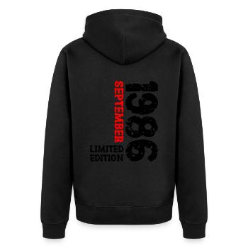 1986 September Limited Edition 37th Birthday Deco - Unisex Premium Organic Zip Hoodie - black - Back - Nico (187cm)