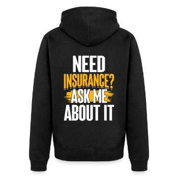 Lustiger Versicherungsmakler - Unisex Premium Bio Zip Hoodie - Schwarz - Hinten - Nico (187cm)