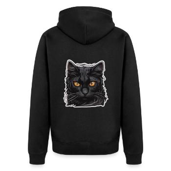 Schwarze Katze - Unisex Premium Bio Zip Hoodie - Schwarz - Hinten - Nico (187cm)