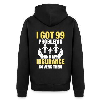 Lustiger Versicherungsmakler - Unisex Premium Bio Zip Hoodie - Schwarz - Hinten - Nico (187cm)