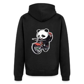 Panda Fahrrad Fahrrad Panda - Unisex Premium Bio Zip Hoodie - Schwarz - Hinten - Nico (187cm)