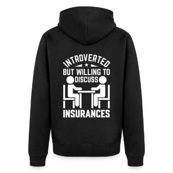 Lustiger Versicherungsmakler - Unisex Premium Bio Zip Hoodie - Schwarz - Hinten - Nico (187cm)
