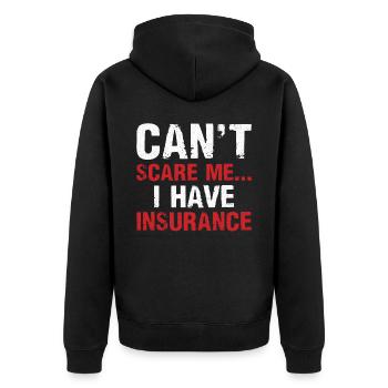 Lustiger Versicherungsmakler - Unisex Premium Bio Zip Hoodie - Schwarz - Hinten - Nico (187cm)