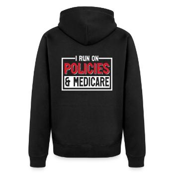 Funny Medical Insurance Agent Broker - Unisex Premium Organic Zip Hoodie - black - Back - Nico (187cm)