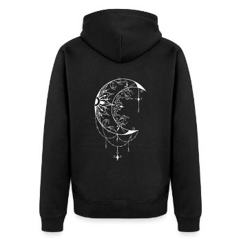 Fascinating Wiccan crescent moon design with symbolism - Unisex Premium Organic Zip Hoodie - black - Back - Nico (187cm)