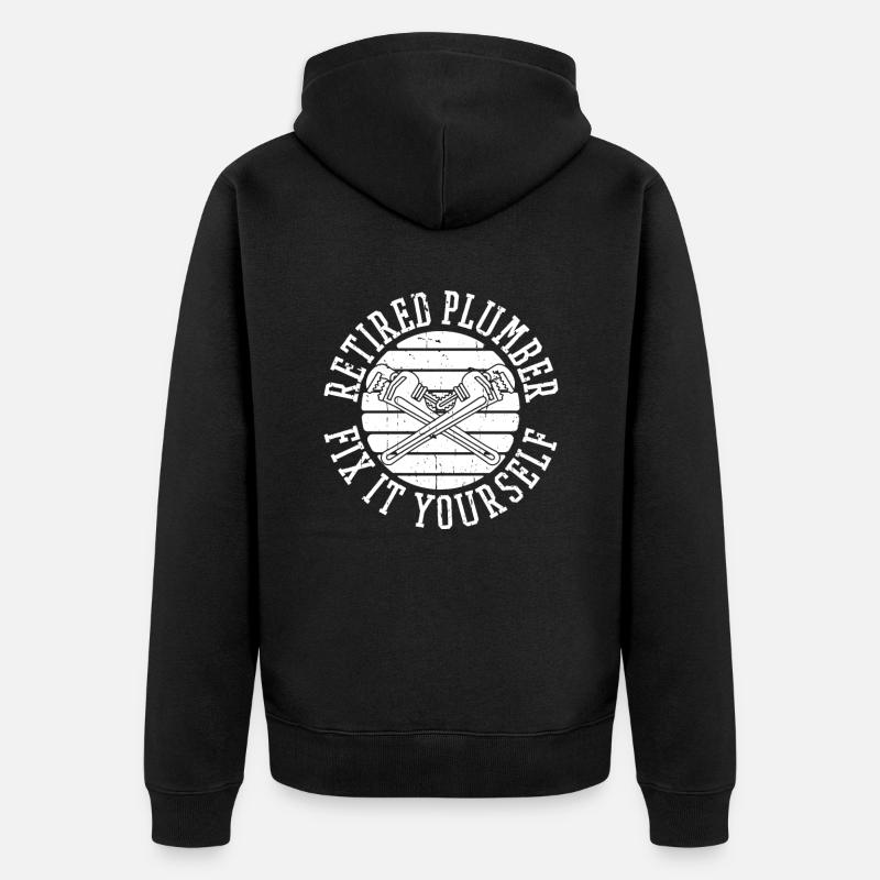 Rentner Rente Klempner - Unisex Premium Bio Zip Hoodie - Schwarz