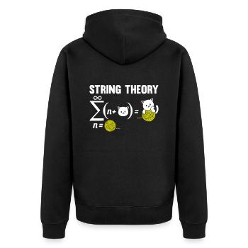Physics Phyker Cat Quantum Physics String Theory - Unisex Premium Organic Zip Hoodie - black - Back - Nico (187cm)