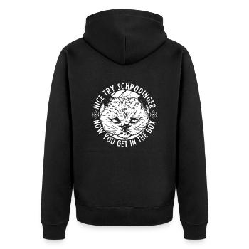 Physik Phyiker Witzig Quantenphysik - Unisex Premium Bio Zip Hoodie - Schwarz - Hinten - Nico (187cm)