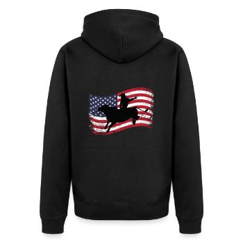 American Bullriding Amerika Bullenreiten - Unisex Premium Bio Zip Hoodie - Schwarz - Hinten - Nico (187cm)
