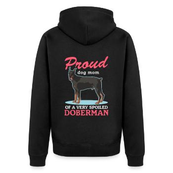 Doberman Mom Dog Owner Dog Mom Gift - Unisex Premium Organic Zip Hoodie - black - Back - Nico (187cm)