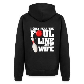Bowling Wife - Unisex Premium Bio Zip Hoodie - Schwarz - Hinten - Nico (187cm)