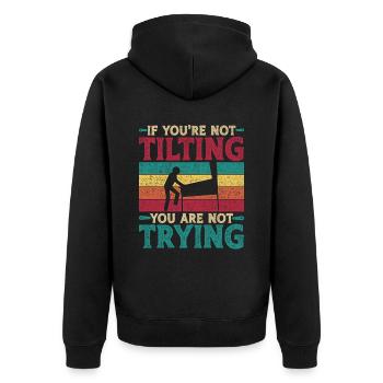 Pinball If You're Not Tilting You Are Not Trying - Unisex Premium Organic Zip Hoodie - black - Back - Nico (187cm)