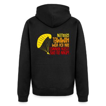 Gleitsegeln Spruch Paragliding - Unisex Premium Bio Zip Hoodie - Schwarz - Hinten - Nico (187cm)