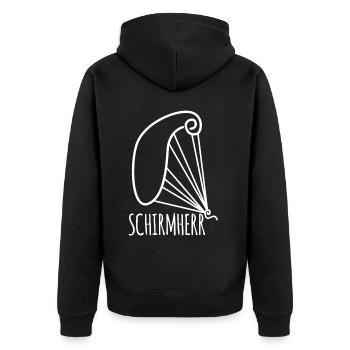 Paragliding Witz Gleitsegeln - Unisex Premium Bio Zip Hoodie - Schwarz - Hinten - Nico (187cm)