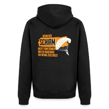 Paragliding Gleitsegeln Paraglider - Unisex Premium Bio Zip Hoodie - Schwarz - Hinten - Nico (187cm)