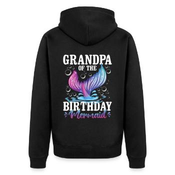 Grandpa Of The Birthday Mermaid - Unisex Premium Bio Zip Hoodie - Schwarz - Hinten - Nico (187cm)