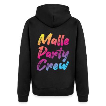 Malle Party Crew - Unisex Premium Bio Zip Hoodie - Schwarz - Hinten - Nico (187cm)