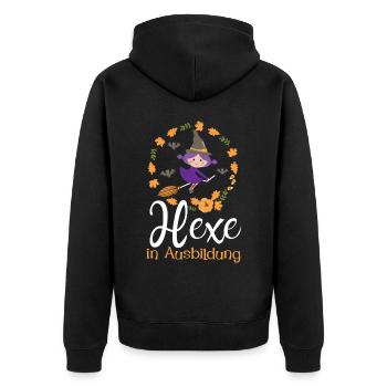 Hexe In Ausbildung - Unisex Premium Bio Zip Hoodie - Schwarz - Hinten - Nico (187cm)