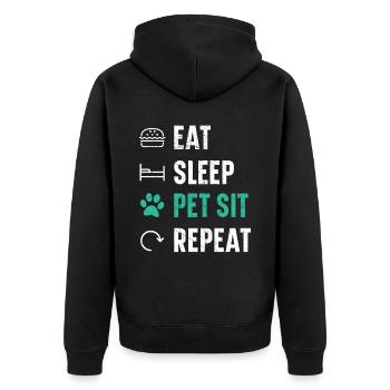 Pet Sitting Pet Lover Dog Walking Dog Sitter - Unisex Premium Organic Zip Hoodie - black - Back - Nico (187cm)