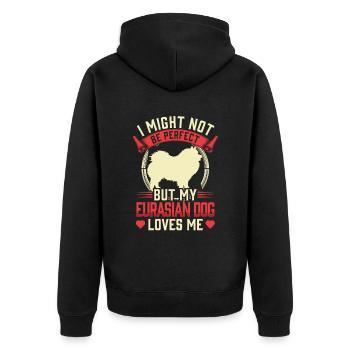 Eurasier ist nicht perfekt Eurasian Spitz - Unisex Premium Bio Zip Hoodie - Schwarz - Hinten - Nico (187cm)