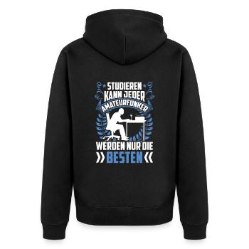 Nur die Besten werden Amateurfunker Hobbyfunker - Unisex Premium Bio Zip Hoodie - Schwarz - Hinten - Nico (187cm)