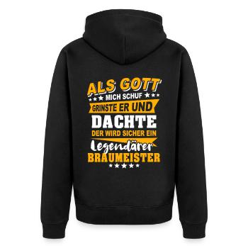 Braumeister Sprüche - Unisex Premium Bio Zip Hoodie - Schwarz - Hinten - Nico (187cm)