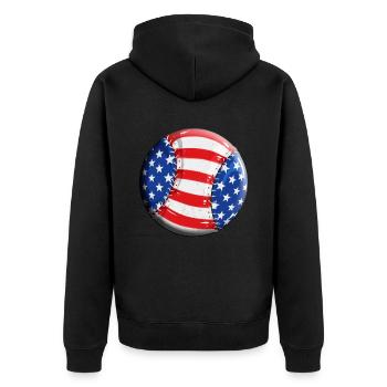 Kids Baseball USA Flag Design Professional Baseball - Unisex Premium Organic Zip Hoodie - black - Back - Nico (187cm)