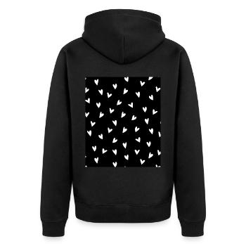 Melancholisches depressives Herz, schwarze Liebe - Unisex Premium Bio Zip Hoodie - Schwarz - Hinten - Nico (187cm)