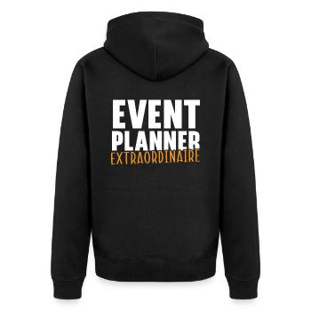 Veranstaltungsplaner Koordinator Job Eventplanung - Unisex Premium Bio Zip Hoodie - Schwarz - Hinten - Nico (187cm)