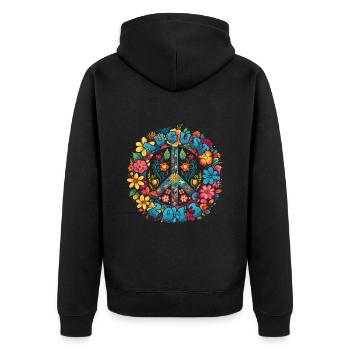 Flower Power Hippie Geburstag - August 2013 - Unisex Premium Bio Zip Hoodie - Schwarz - Hinten - Nico (187cm)