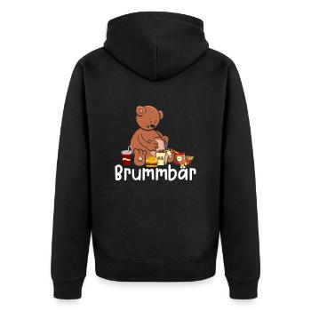 Brummbär - Unisex Premium Bio Zip Hoodie - Schwarz - Hinten - Nico (187cm)
