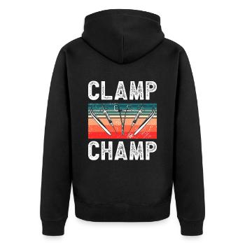 Clamp Champ - Chirurgische Krankenschwester - - Unisex Premium Bio Zip Hoodie - Schwarz - Hinten - Nico (187cm)
