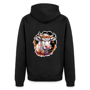 Kug Kuh Halloween Kuhschädel Kuh Kopf Kühe - Unisex Premium Bio Zip Hoodie - Schwarz - Hinten - Nico (187cm)