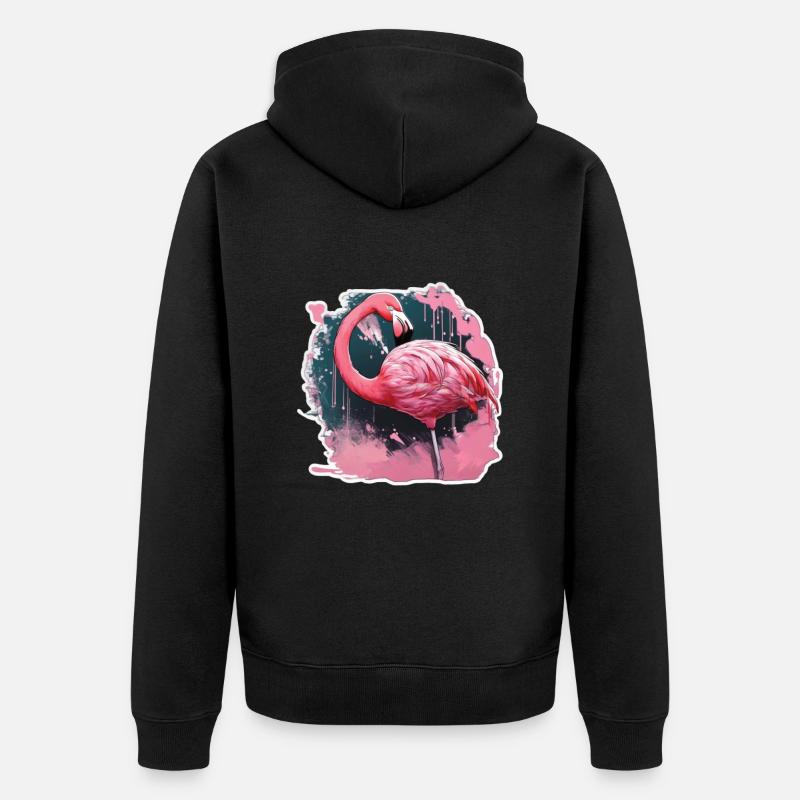 Flamingos - Unisex Premium Bio Zip Hoodie - Schwarz