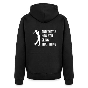 Lustiger Golf Spruch - Comment vous éliminez cette chose - Veste à capuche bio Premium Unisexe - noir - Dos - Nico (187cm)
