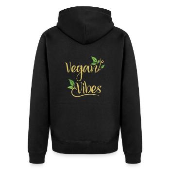 Vegan Vibes Vegan Vegans Plant-Based Vegetarian - Unisex Premium Organic Zip Hoodie - black - Back - Nico (187cm)