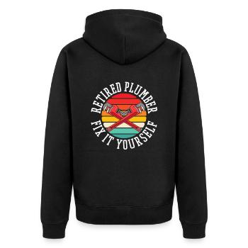 Pensioner pension - Unisex Premium Organic Zip Hoodie - black - Back - Nico (187cm)