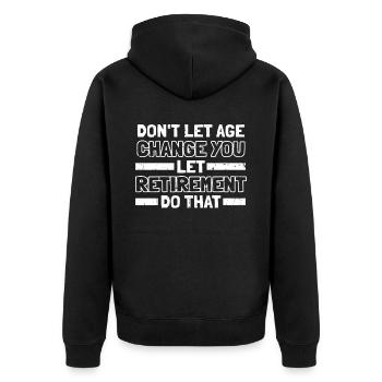 Pensioner pension funny - Unisex Premium Organic Zip Hoodie - black - Back - Nico (187cm)