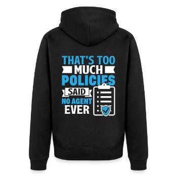 Lustiger Versicherungsmakler - Unisex Premium Bio Zip Hoodie - Schwarz - Hinten - Nico (187cm)