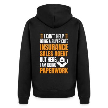 Lustiger Versicherungsmakler - Unisex Premium Bio Zip Hoodie - Schwarz - Hinten - Nico (187cm)