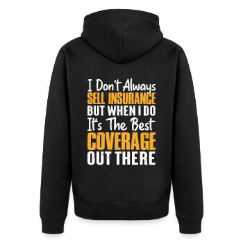 Lustiger Versicherungsmakler - Unisex Premium Bio Zip Hoodie - Schwarz - Hinten - Nico (187cm)