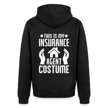 Lustiges Brokerhaus - Unisex Premium Bio Zip Hoodie - Schwarz - Hinten - Nico (187cm)