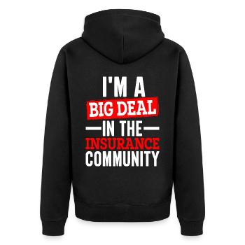 Lustiger Versicherungsmakler - Unisex Premium Bio Zip Hoodie - Schwarz - Hinten - Nico (187cm)