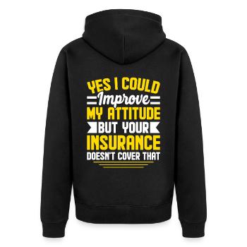 Lustiger Versicherungsmakler - Unisex Premium Bio Zip Hoodie - Schwarz - Hinten - Nico (187cm)